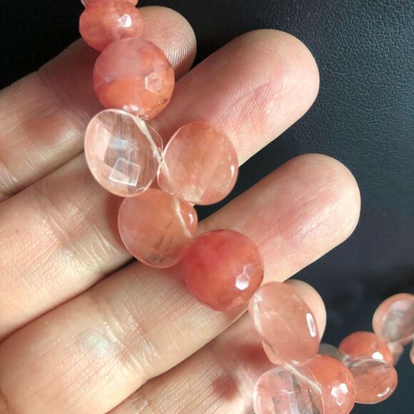 1708 Vintage faceted Pink glass briolette necklace 16" - Picture 3 of 3